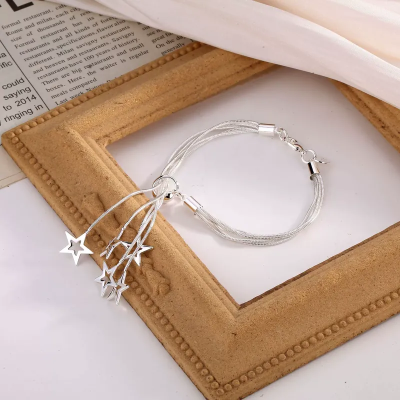 Stainless Steel Star Snake Chain Bracelet