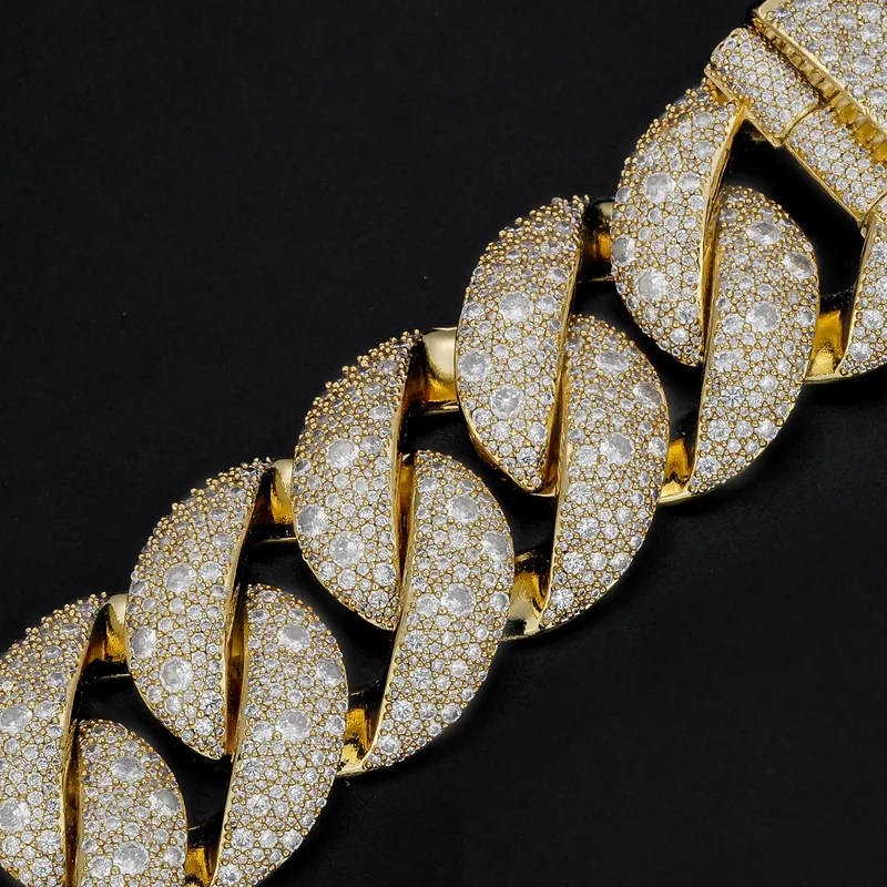 Titanium Steel Zircon Bubble Cuban Chain Necklace