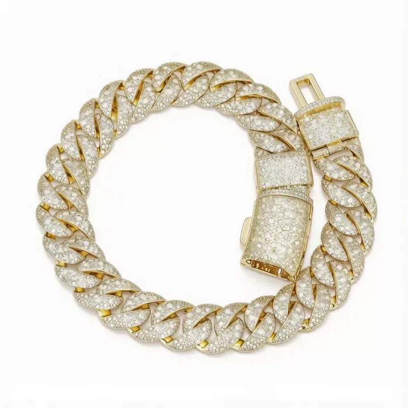 Titanium Steel Zircon Bubble Cuban Chain Necklace