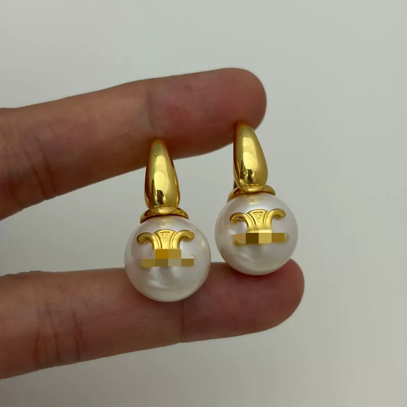Titanium Steel Pearl Embossed Earrings