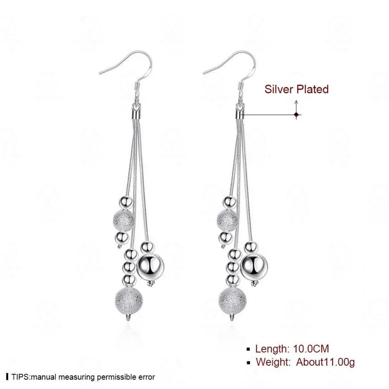 Silver Plated Beaded Tassel Earrings