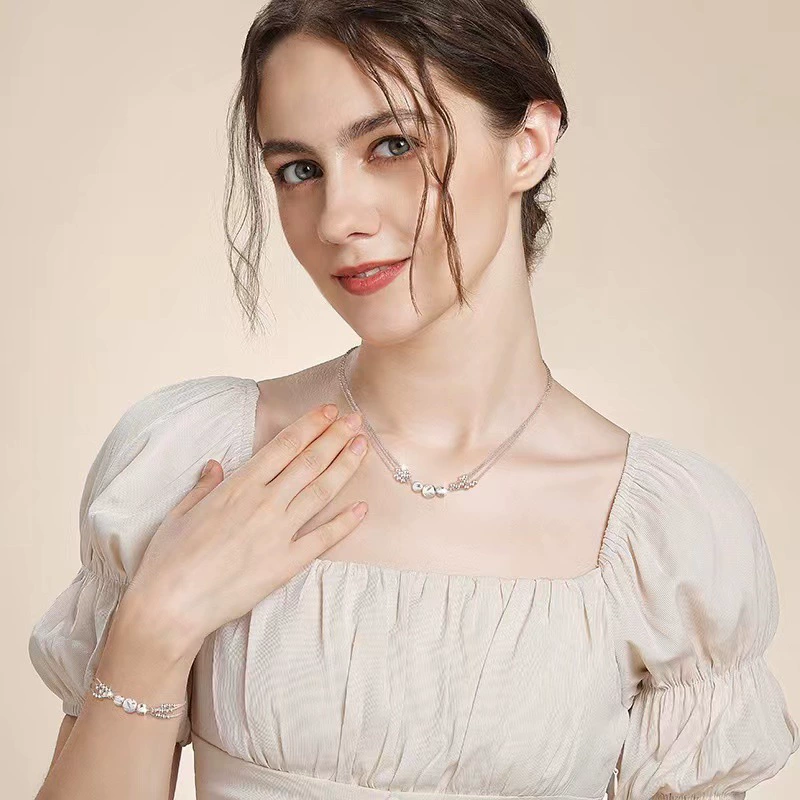 Layered Flower Charm Necklace