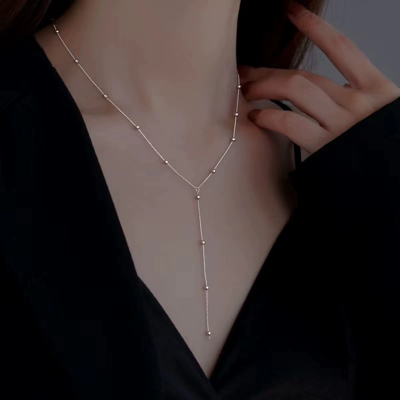 Bead Tassel Necklace Minimalist