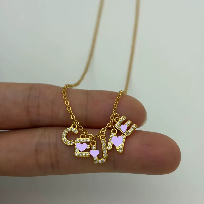 Zircon Layered Letter Necklace