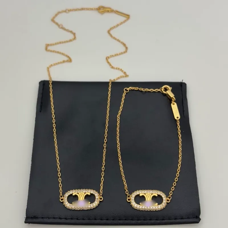 Zircon Chain Necklace with Studs