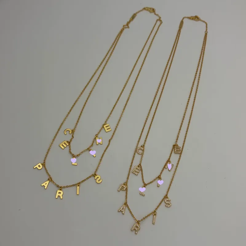 Zircon Layered Logo Necklace
