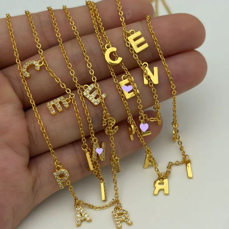 Zircon Layered Logo Necklace