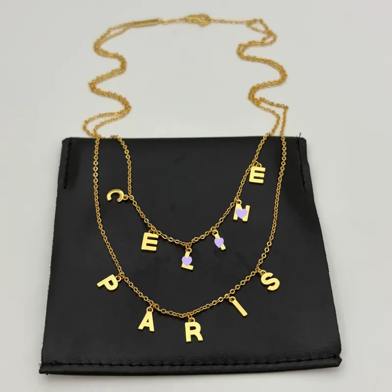 Zircon Layered Logo Necklace