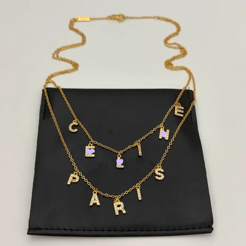 Zircon Layered Logo Necklace