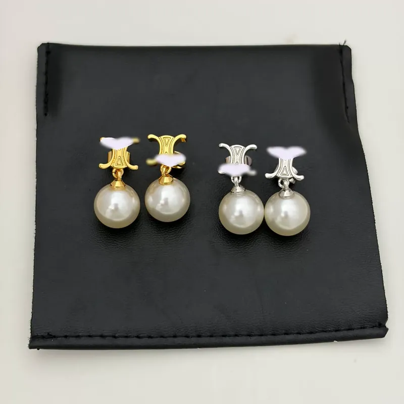 Zircon Pearl Arc de Triomphe Stud Earrings Elegant Ear Jewelry