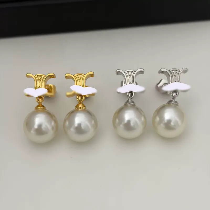 Zircon Pearl Arc de Triomphe Stud Earrings Elegant Ear Jewelry
