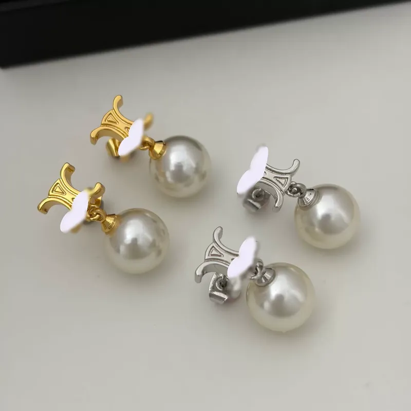 Zircon Pearl Arc de Triomphe Stud Earrings Elegant Ear Jewelry