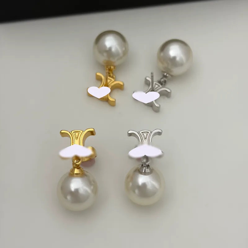 Zircon Pearl Arc de Triomphe Stud Earrings Elegant Ear Jewelry
