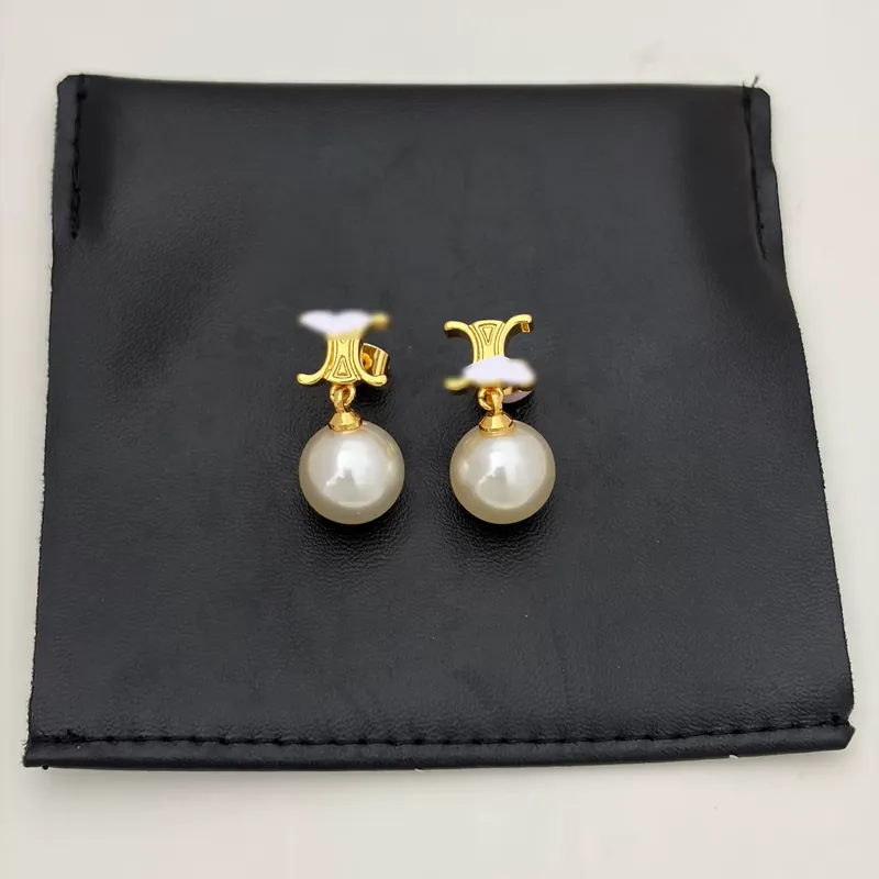 Zircon Pearl Arc de Triomphe Stud Earrings Elegant Ear Jewelry