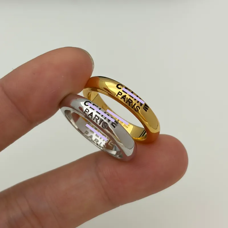 Titanium Steel Arc de Triomphe Vintage Letter Ring Couple Band