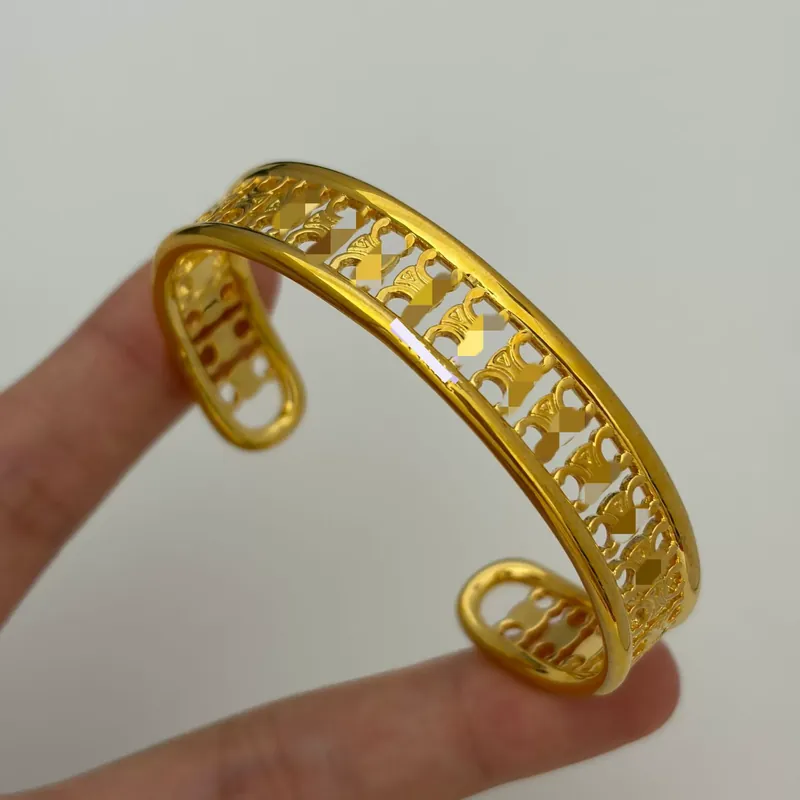 Titanium Steel Arc de Triomphe Hollow Open Bangle Minimalist