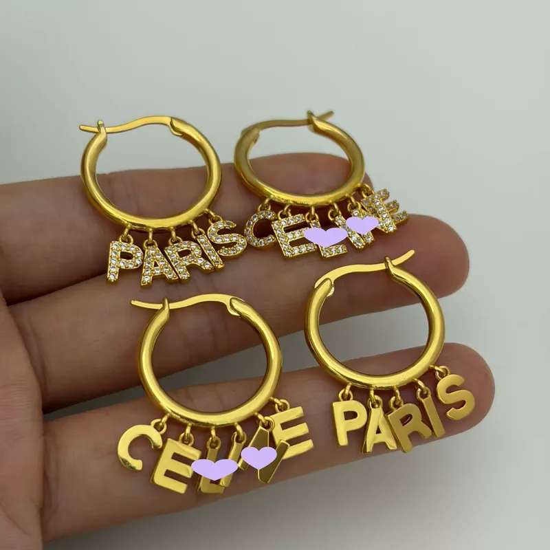 Zircon Paris Letter Circle Earrings Tassel Drop Ear Jewelry
