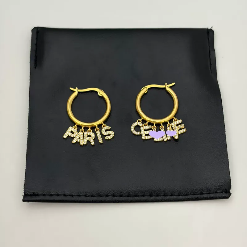 Zircon Paris Letter Circle Earrings Tassel Drop Ear Jewelry