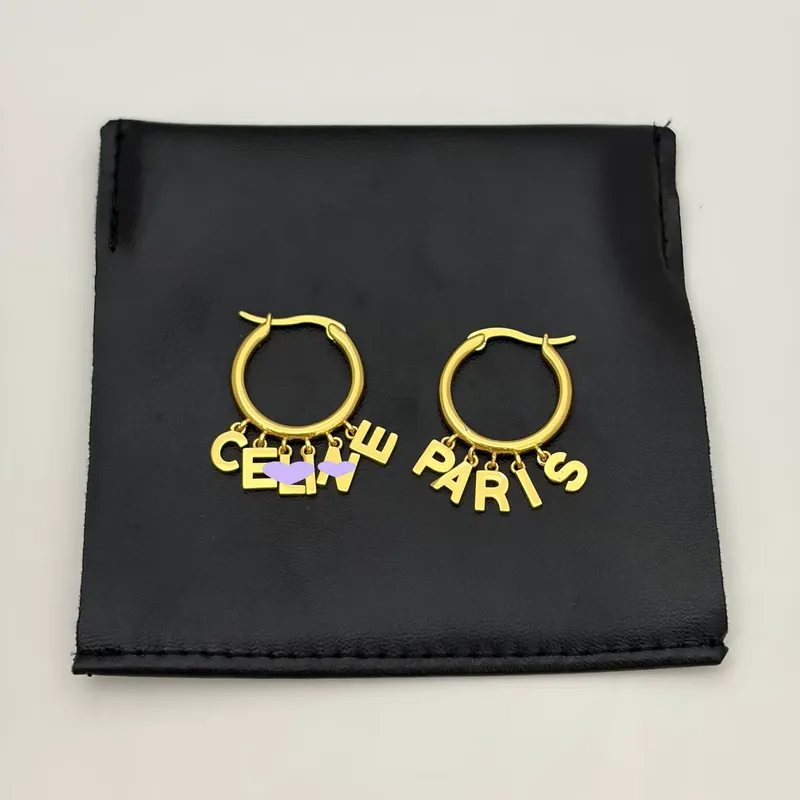 Zircon Paris Letter Circle Earrings Tassel Drop Ear Jewelry