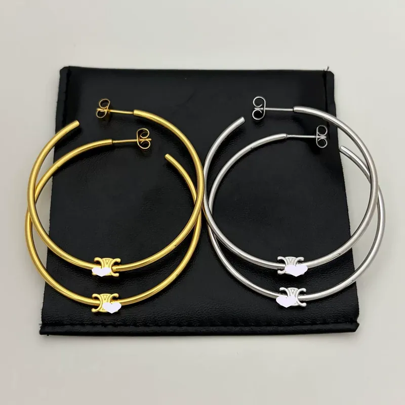 Brincos de Argola Grandes de Aço Titânio Arco do Triunfo Minimalistas