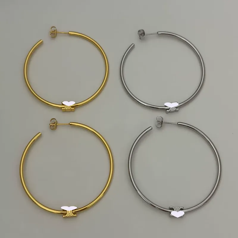 Pendientes de aro grandes de acero de titanio Arco de Triunfo minimalistas