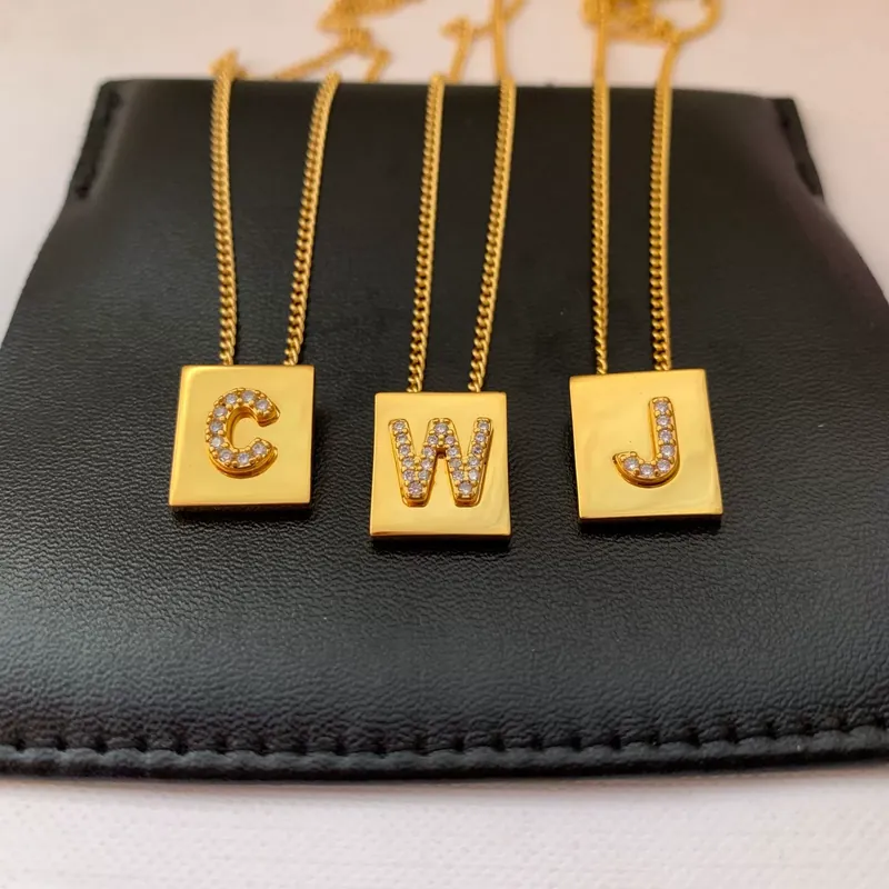 Gold Kubischer Buchstabe Anhänger Halskette Zirkonia Choker