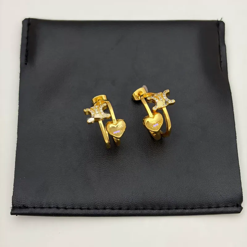 Gold Heart Arc de Triomphe Hoop Earrings Unique Design