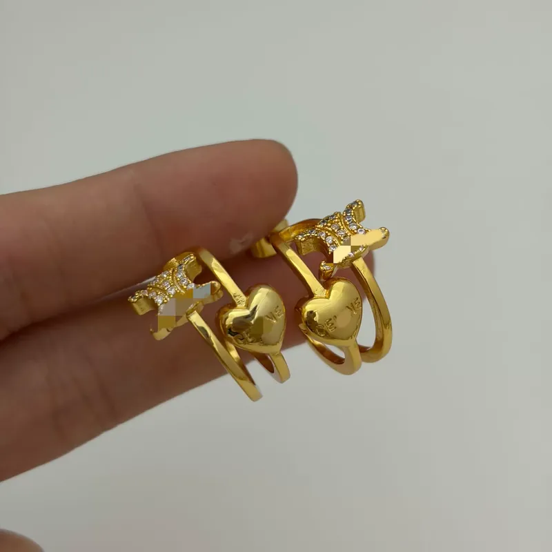 Gold Heart Arc de Triomphe Hoop Earrings Unique Design