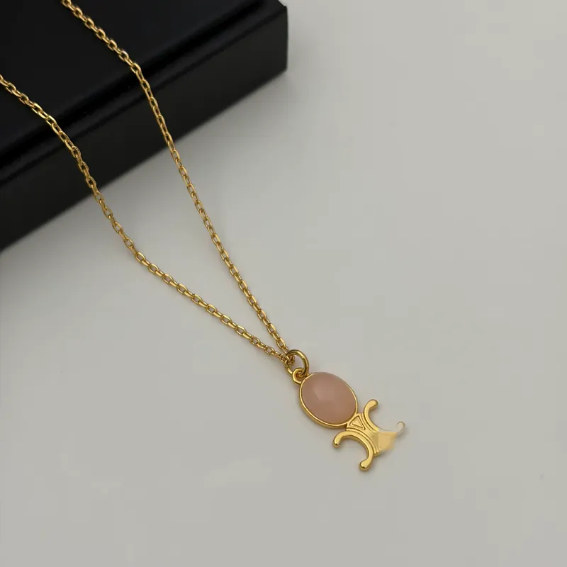 Pink Quartz Arc de Triomphe Necklace Light Luxury Choker
