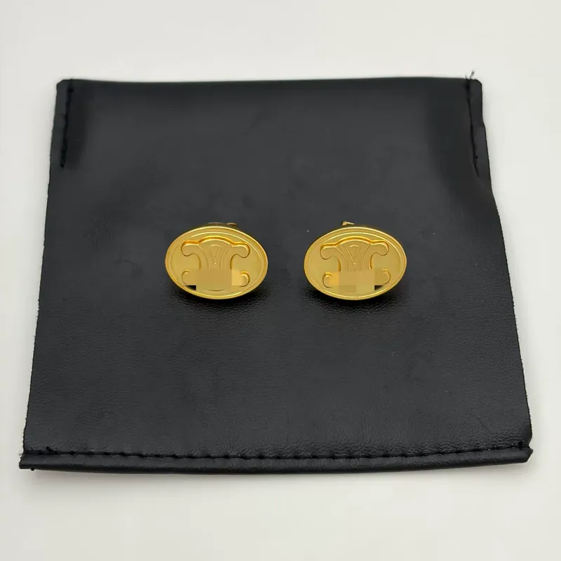 Gold Arc de Triomphe Embossed Oval Earrings Minimalist