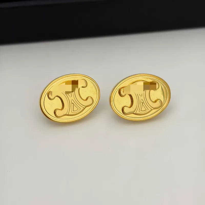 Gold Arc de Triomphe Embossed Oval Earrings Minimalist