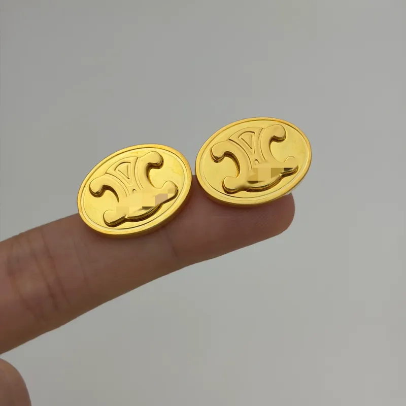 Gold Arc de Triomphe Embossed Oval Earrings Minimalist