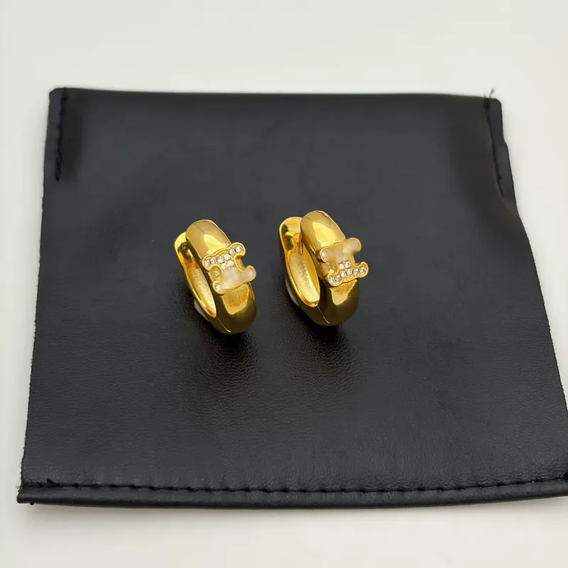 Zircon Arc de Triomphe Circle Earrings Gold Plated Light Luxury