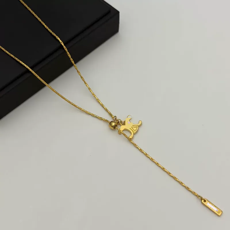 Gold Plated Drawstring Pendant Necklace Adjustable Choker