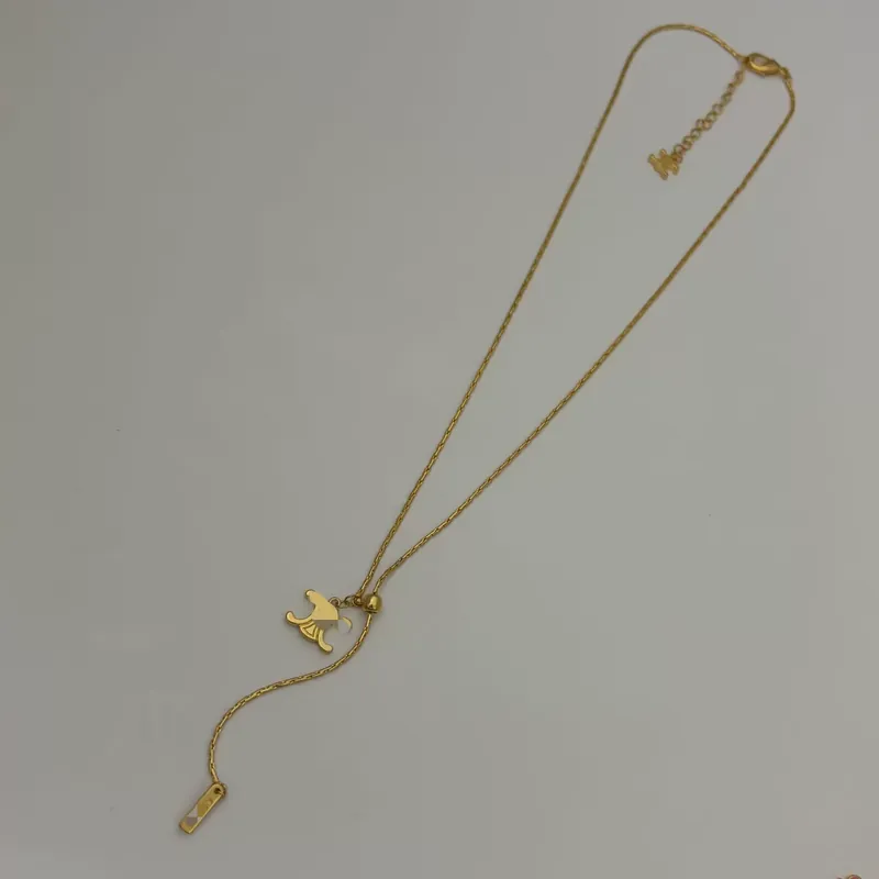 Gold Plated Drawstring Pendant Necklace Adjustable Choker