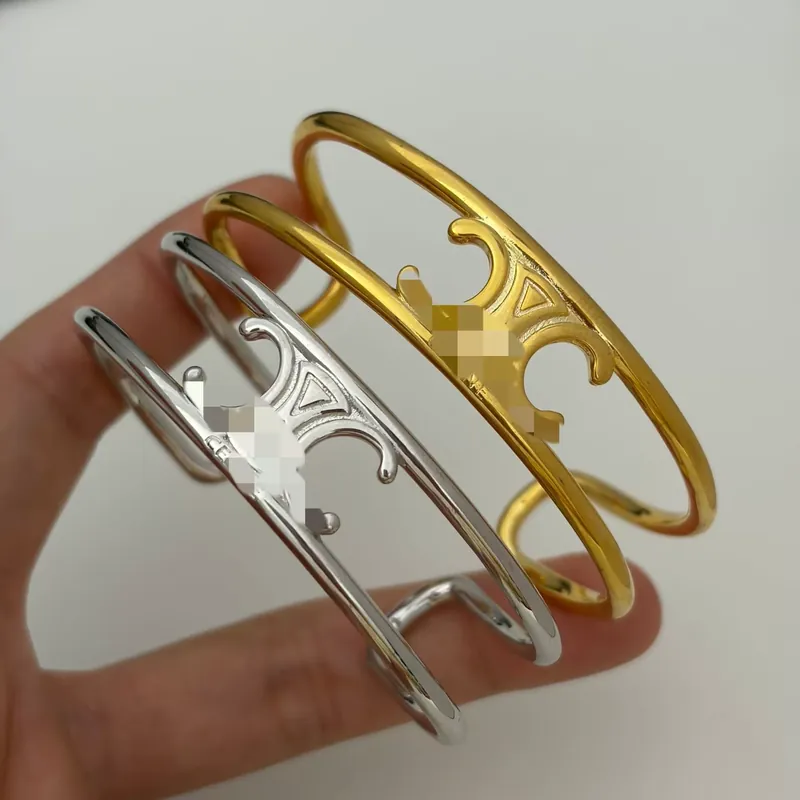 Titanium Steel Arc de Triomphe Double Layer Open Bangle Vintage