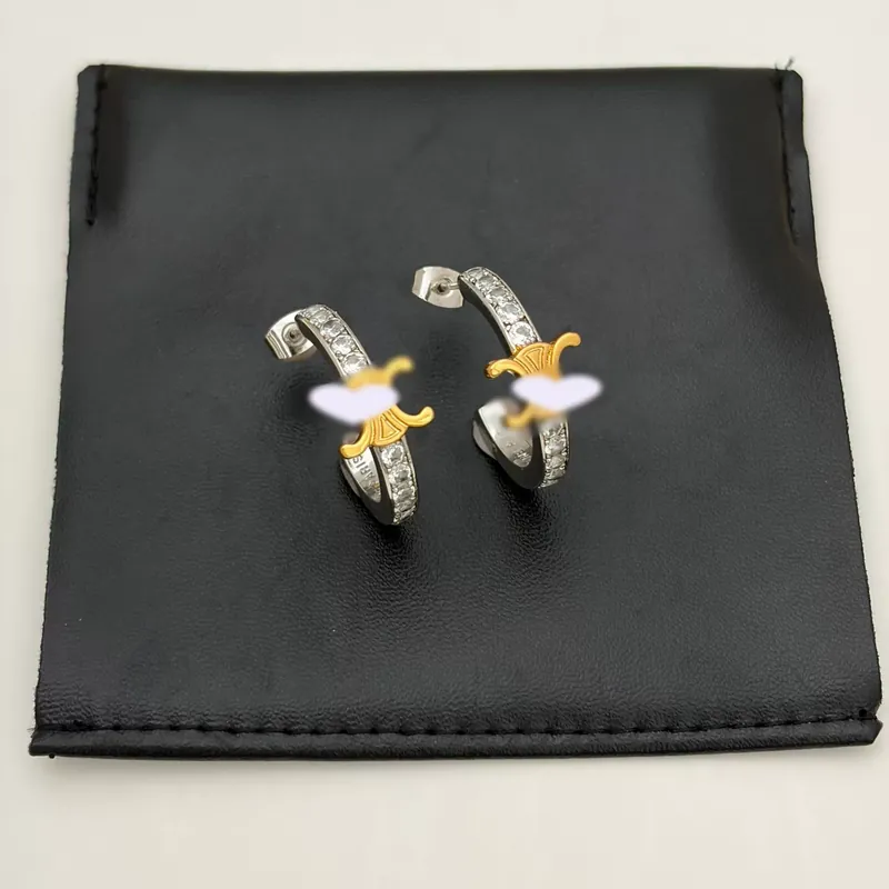 Zirkonia C-Form Ohrringe Halbkreis Creolen Gold Plated
