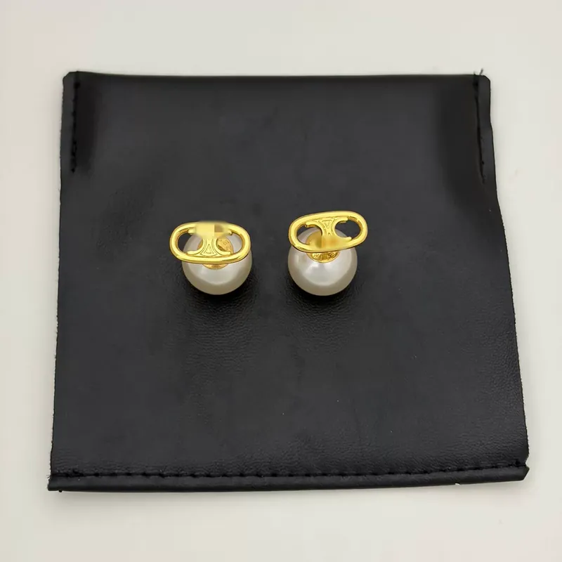 Titanium Steel Arc de Triomphe Hollow Stud Earrings Pearl Accent