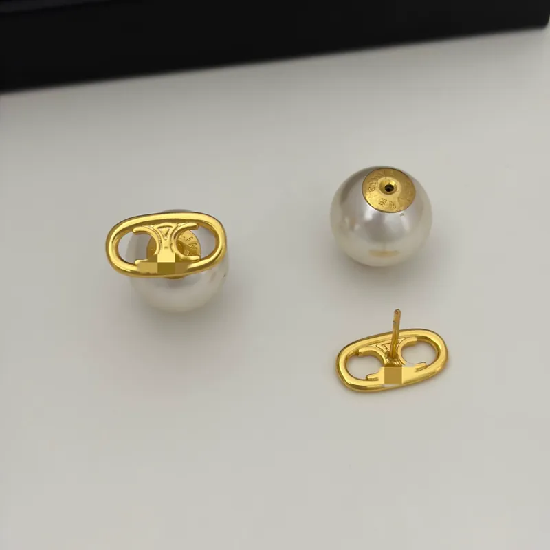 Titanium Steel Arc de Triomphe Hollow Stud Earrings Pearl Accent