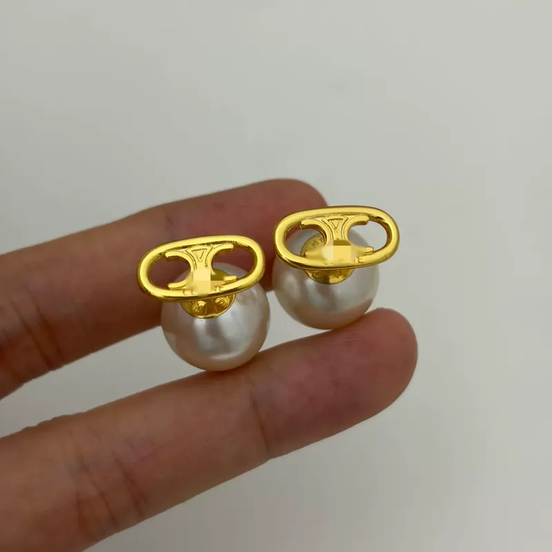 Titanium Steel Arc de Triomphe Hollow Stud Earrings Pearl Accent
