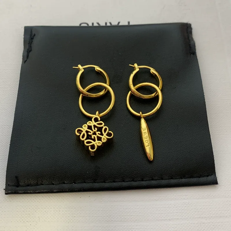 Metal Mooncake Letter Asymmetric Earrings Minimalist Design
