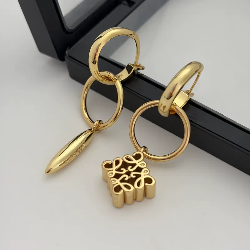 Metal Mooncake Letter Asymmetric Earrings Minimalist Design