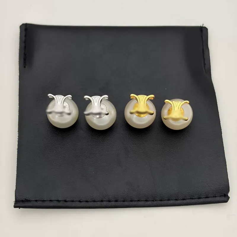 Pearl Arc de Triomphe Stud Earrings Metal Texture Elegant