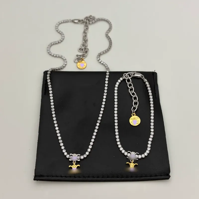 Zircon CEL Choker Necklace Light Luxury Set Bracelet