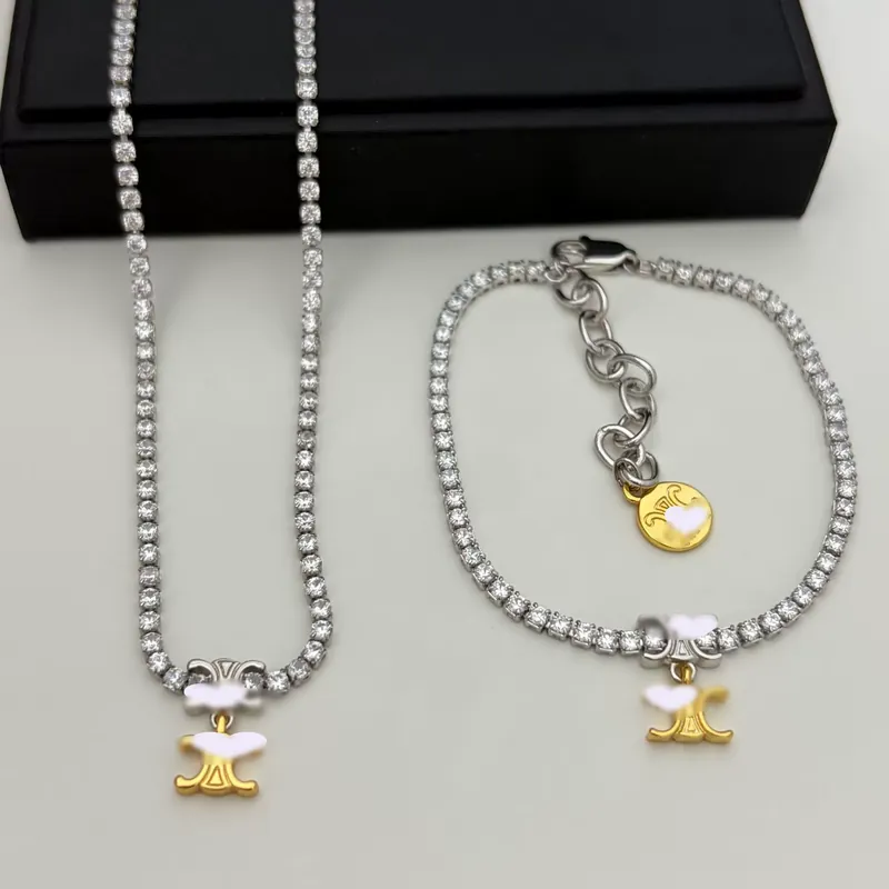 Zircon CEL Choker Necklace Light Luxury Set Bracelet