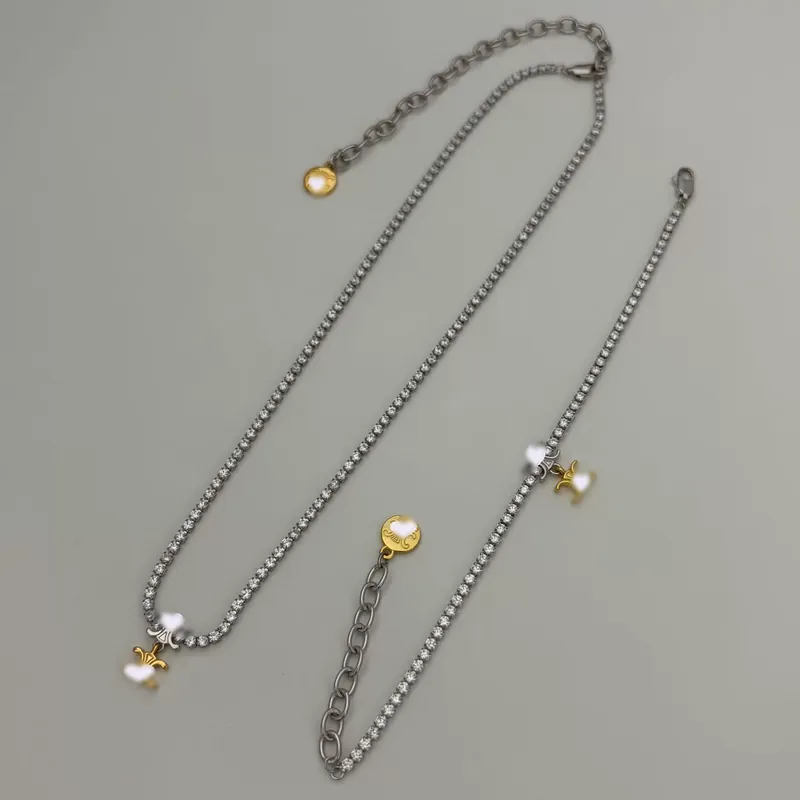Zircon CEL Choker Necklace Light Luxury Set Bracelet