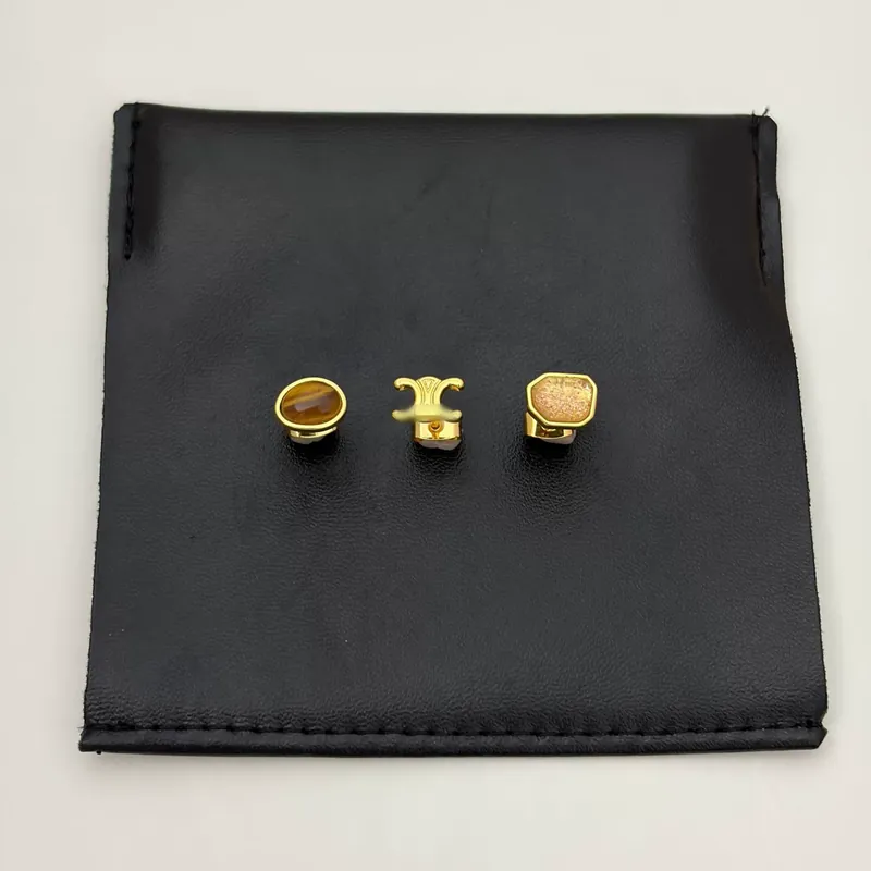 Tiger Eye C-Shape Earrings Arc de Triomphe French Vintage