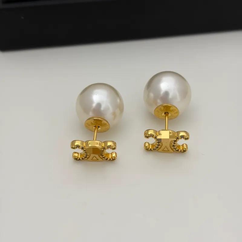 Pearl Zircon Stud Earrings Two-Way