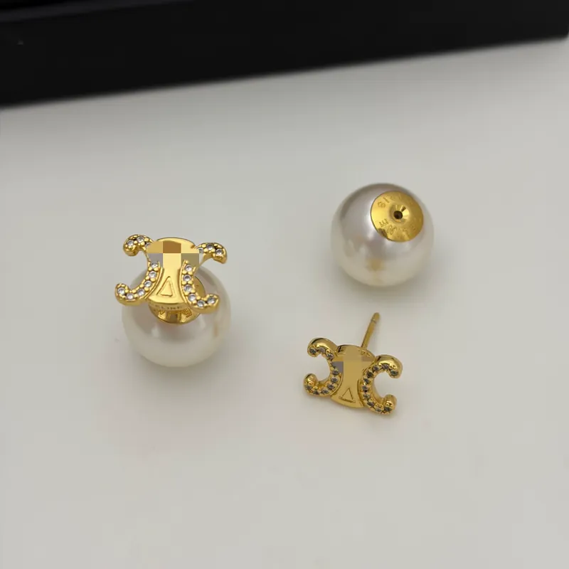 Pearl Zircon Stud Earrings Two-Way