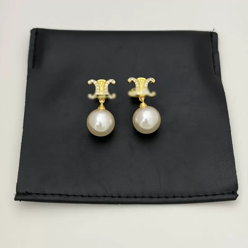 Pearl Zircon Stud Earrings French Style